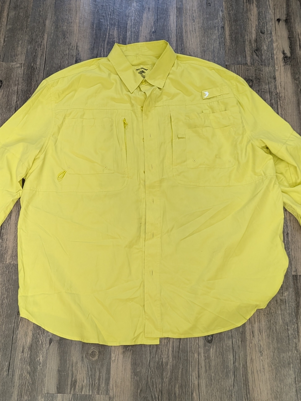 Reel Legends Men's Bright Yellow Lightweight Fishing Shirt Jacket